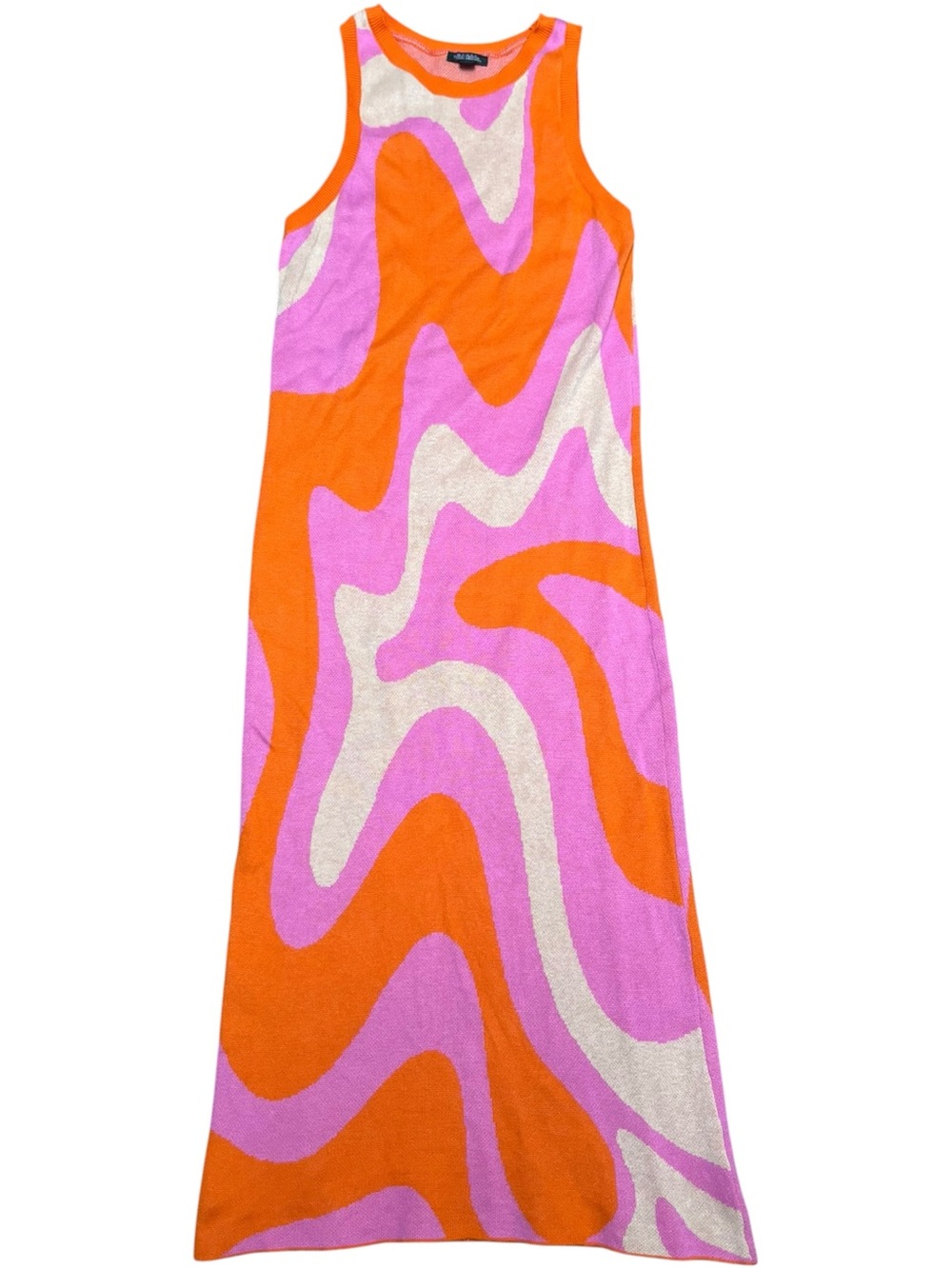 wild fable Sleeveless Wave Knit Midi Dress - Orange, Pink & Cream